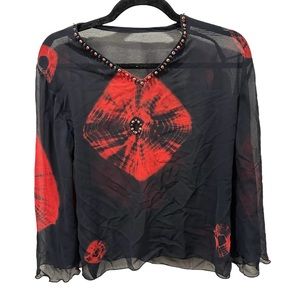 Vintage tie dye bell sleeve chiffon top